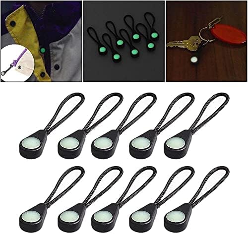 10pcs / set povucite patentni zatvarač, ultra-svijetli sjaj u tamnom patentnom patentnom zatvaraču Luminous Night Pull šator Zippers