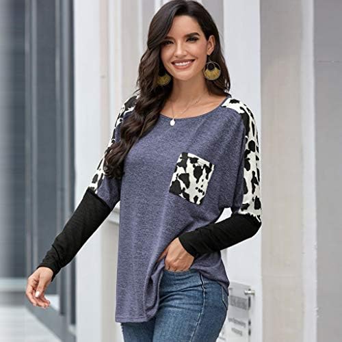 & Ženska majica s leopard printom jesen-zima majica s dugim rukavima s okruglim vratom pulover majice bluza
