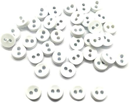 100 PCS sićušni gumb, Micro gumb 2 -ruha veličina 6 mm bijela