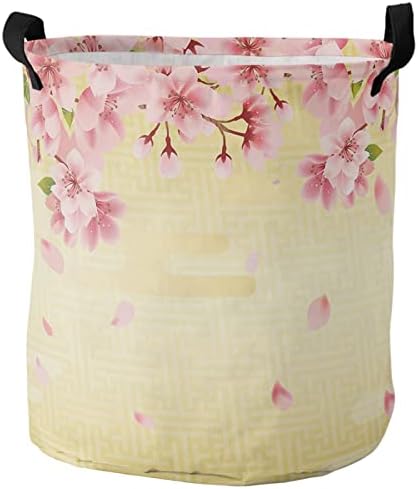 Velika košara za rublje, sklopiva torba s ručkama, ružičasta Azijska Japanska proljetno-ljetna vodootporna sklopiva samostojeća košara,