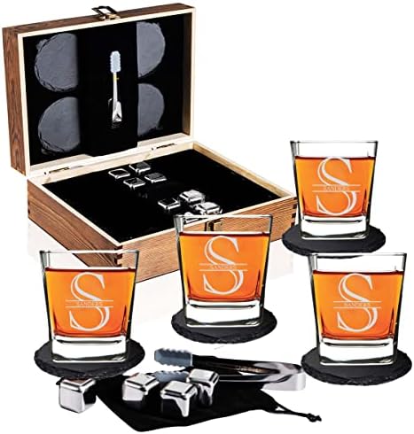 Personalizirane kvadratne naočale - 9 vrhunskih dizajna - prilagođeni viski, viski, burbon staklo za muškarce - monogram pokloni za