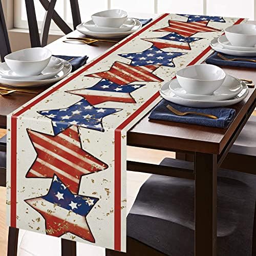 4. srpnja trkač stola Amerike zastave zvijezde Patriotski Dan spomena Dan neovisnosti Doma Kundina kuhinja Dekor za trčanje stola 13