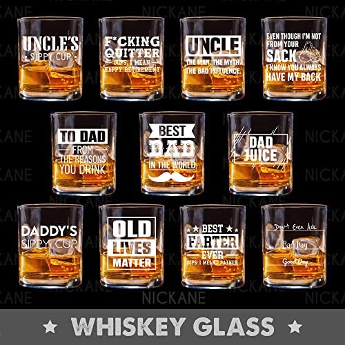 Nickane Whiskey Glass 11oz - Old Fashioned Naočale Pokloni za muškarce | Najbolji tata na svijetu smiješne naočale viskija | Božić,