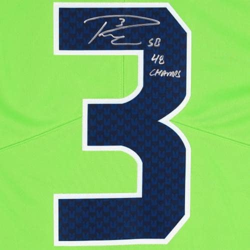 Uokvireni Russell Wilson Seattle Seahawks Autografirani Green Nike Limited Jersey s natpisom SB 48 Champs - Autografirani NFL dresovi
