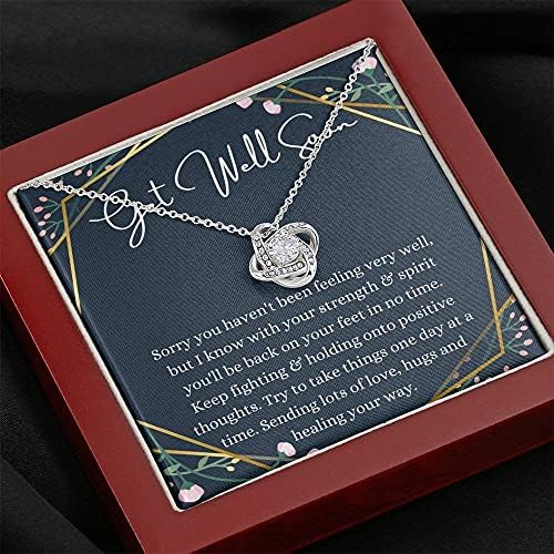 Kartica s porukama, ručno izrađena ogrlica- Personalizirani poklon love čvor, Dobijte dobro dar za ogrlicu, poklon za ohrabrenje, poklon