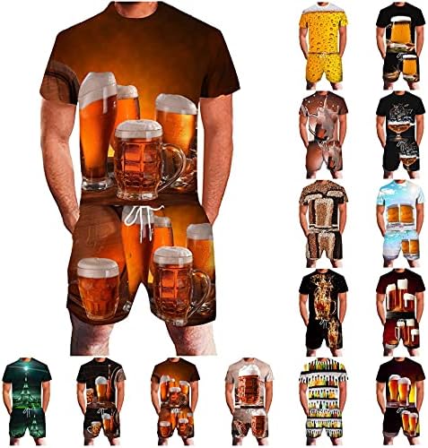2 komada odjeće Modno ljeto trčanje Ljetno pivo 3D muški slobodni sportovi veličina fitness dvodijelno odijelo plus
