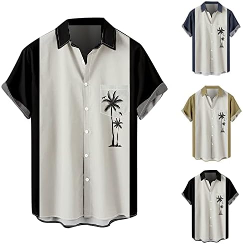 Predimenzionirane muške havajske košulje ležerna gumb kratkih rukava dolje košulje kokosova kokosova stabla tiskana plaža gornja bluza