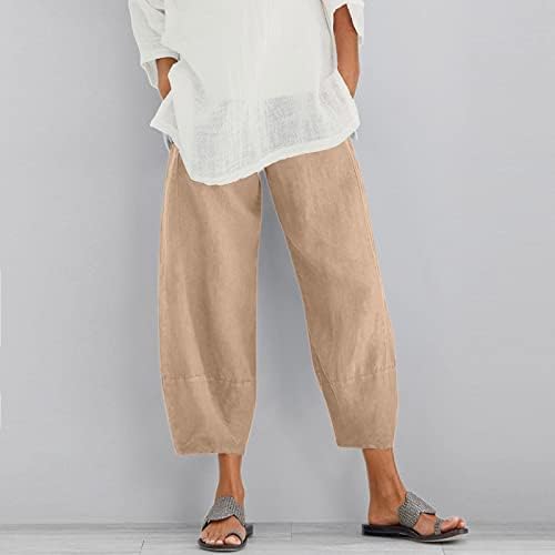 Grge Beuu Capri hlače za žene pamučne posteljine ošišane pamučne platnene hlače Ženske povremene trenirke od čvrste boje plus veličina