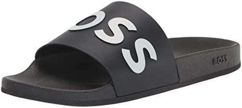Boss muški veliki logo skliznih sandala, crni oniks, 9