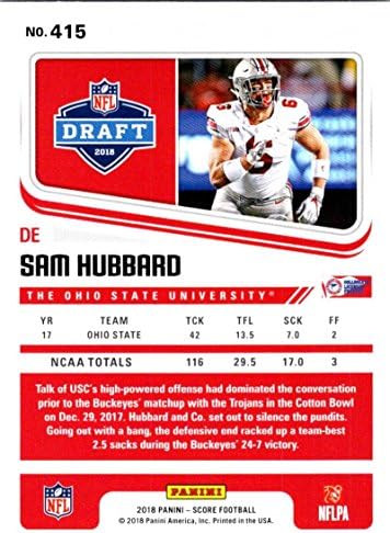 2018. rezultat 415 Sam Hubbard Ohio State Buckeyes Rookie RC Football Card