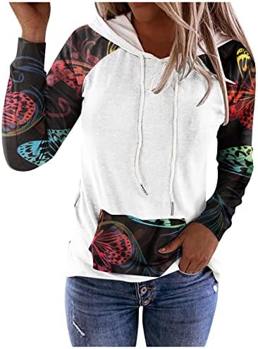 Nokmopo ženski kardigan džemperi casual modni tiskani patchwork dukserice dukserice grafičke dukserice