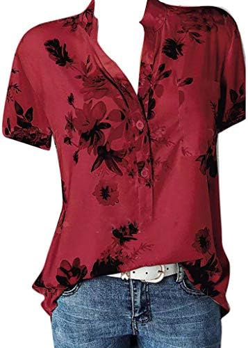 Četvrti srpanj bluze za žene odjeće s kratkim rukavima V vratni grafički vrhovi majice 2023 povremene havajske majice