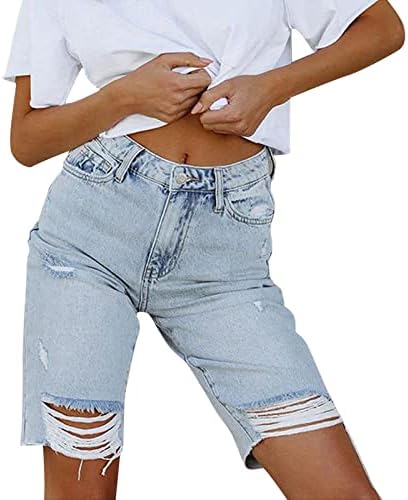 Ženske traper kratke hlače srednjeg razaranog rupa isprane nevolje Bermudske kratke traperice Rastely Slimcon vruće kratke hlače