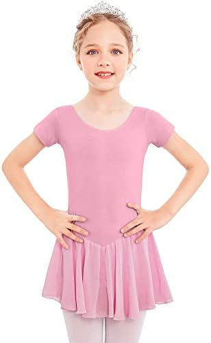 ARSHINER GIRLS BALET LIOTARD S CIFON TUTU SKIRT PLESE Nosite kratke rukave Toddler Balerina Outfit haljina