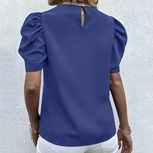 Puff Rukav usjev za žene za žene Ljetni cvjetni print kratki rukav labava majica labava udobna košulja za vrat bluza bluza