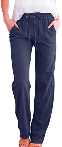 Vickyleb žene visokog struka širokih nogu hlača casual struga elastične hlače udobne ravne noge duge hlače žene znoj
