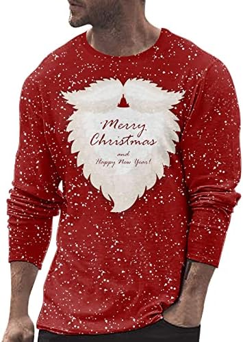 Wocachi božićne majice s dugim rukavima za muške, xmas 3d grafički deda Mraza za tisak majice majice za zabavu sportske majice