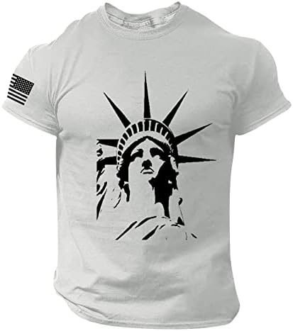 Majica američke zastave, velika i visoka, 4. srpnja, majica s okruglim vratom za Dan neovisnosti, majice za vježbanje mišića