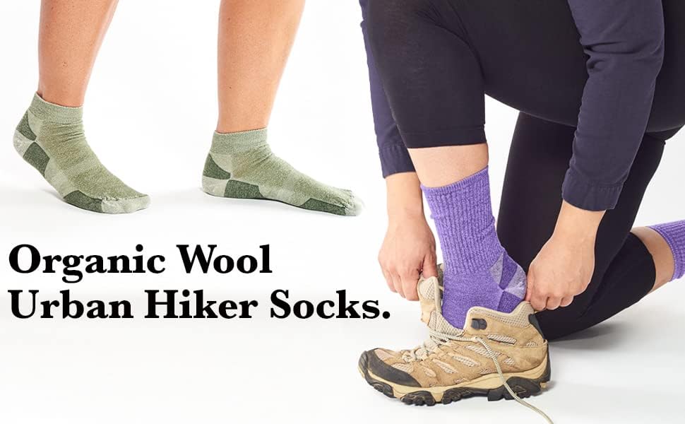 Maggie's Organic Dark Urban planinarski posadi vunene čarape - vlage - za lagano vježbanje, trčanje i hodanje