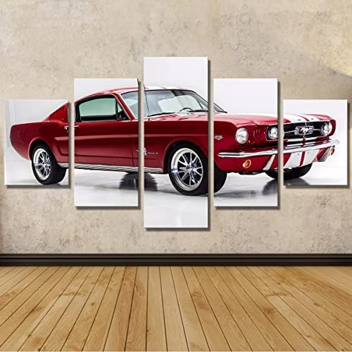 Veliki 5 komada plakat automobila 1965 Ford Mustang Fastback Ac Shelby Stripes Art Scices Automobil Dekor Umjetnički sitni plakati