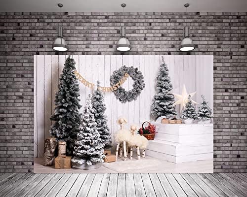 20x10ft božićno selo Vintage Wood zid božićno drvce pozadina zvijezda Dekoracija poklona Pozadina za božićnu zabavu Baby Show Pozadina