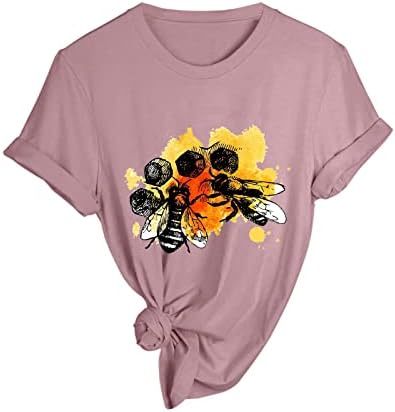Ženska majica kratkih rukava žensko proljeće ljeto majica s printom pčela kratkih rukava Okrugli vrat gornji dio Mala imitacija kornjače
