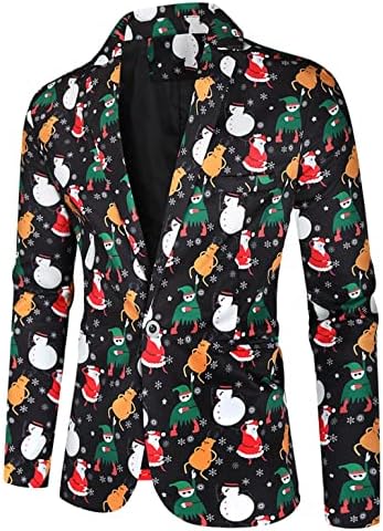 Akimpe muškarci 2 komada božićno tiskano odijelo, 1pc vrhovi jakne šala + 1pc dugih hlača moda casual vitki setovi