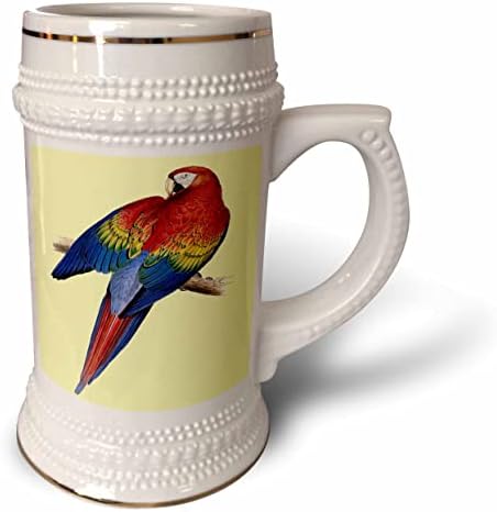 3Drose Scarlet Macaw smješten na ilustraciji grane - 22oz Stein šalica