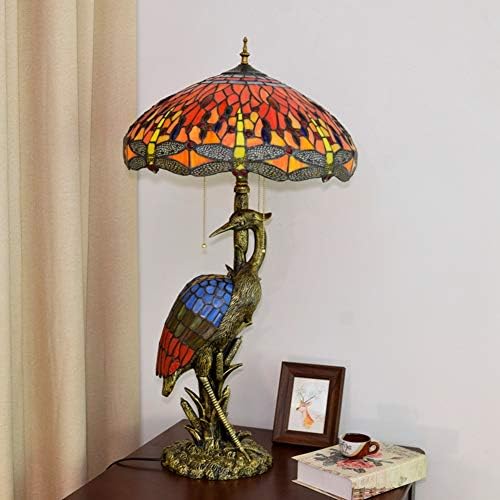 Rustikalna stolna svjetiljka u stilu Tiffany 20 Tiffany stil ženska lampica za ptice Crimson Dragonfly staklena sjena za dnevnu sobu