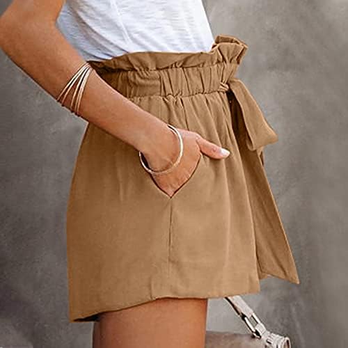 Ženske kratke kratke hlače elastični struk visoki struk trčanje kratkih hlača s džepovima odjeća modna odjeća