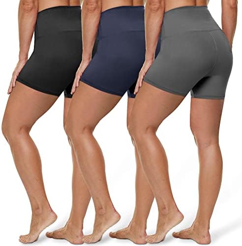 HLTPRO 3 pakete biciklističke kratke hlače za žene - visoki struk mastan mekani 8 ženske kratke hlače za vježbanje, jogu, trčanje