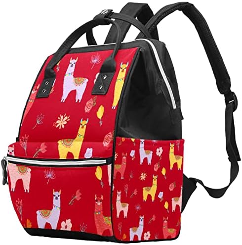 Guerotkr putovanja ruksak, vreća pelena, vrećice s pelena s ruksacima, cvijet crvene boje llama