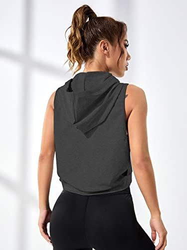 Sweatyrocks žensko pismo s aktivnom odjećom ispis bez rukava za trčanje hoodie rastezljivo izvlačenje sportski tenk vrh