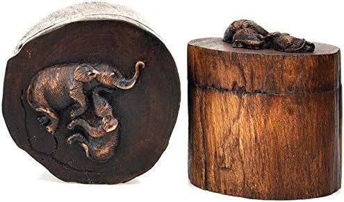 Booluee Vintage Thai tikovin drvena kutija nakita, ručno izrađena drvena kutija za nakit Organizator za skladištenje nakita Triketa