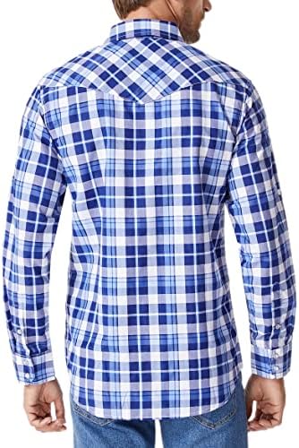JMBONHEUR Zapadne košulje za muškarce - Muški kaubojski biserni gumbi za kauboje Plasni dugi rukavi lagani 2 džepa casual majica