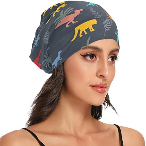 Žene modno beanie lubanje kapica šešir kaputa poklopac kose, siluete dinosaura elastična odjeća za glavu noć za spavanje radna kapa