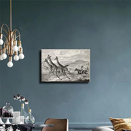 Lov na žirafe, jednostavna slika, moderna apstraktna umjetnička ulja slika slika tiskanje dnevne sobe ukras za dom zid