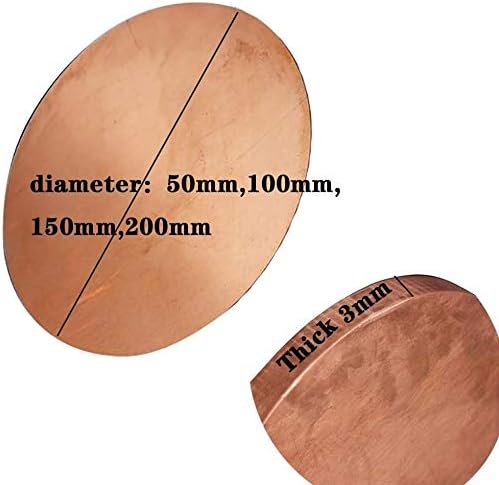 1 metalna bakrena folija bakrena okrugla ploča limna metalna ploča debljina rezanog materijala 3 mm-Promjer 100 mm mesingana ploča