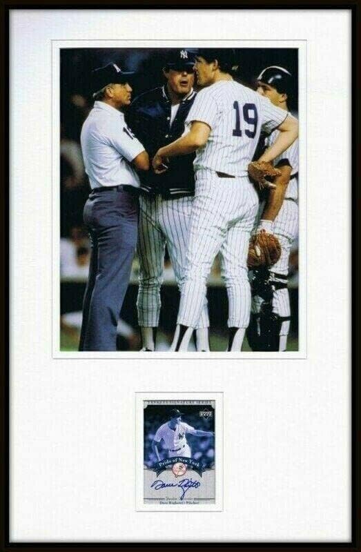 Dave Righetti potpisan uokviren 11x17 zaslon fotografija uda yankees w/lou piniella - Autographed MLB fotografije