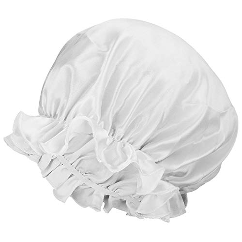 Moonsix ženska prirodna svilena noćna kapica satenski kape za spavanje elastična poklopca glave za njegu kose, elastično, bijelo