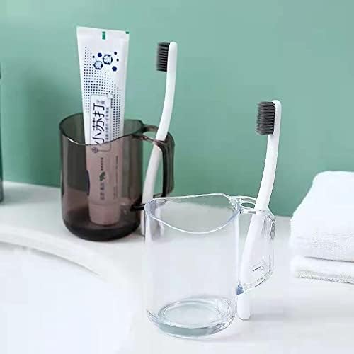 Jednostavna zubna zdjela šalica četkica za zube šalica prozirna plastični par za ispiranje usta siva-270 ml