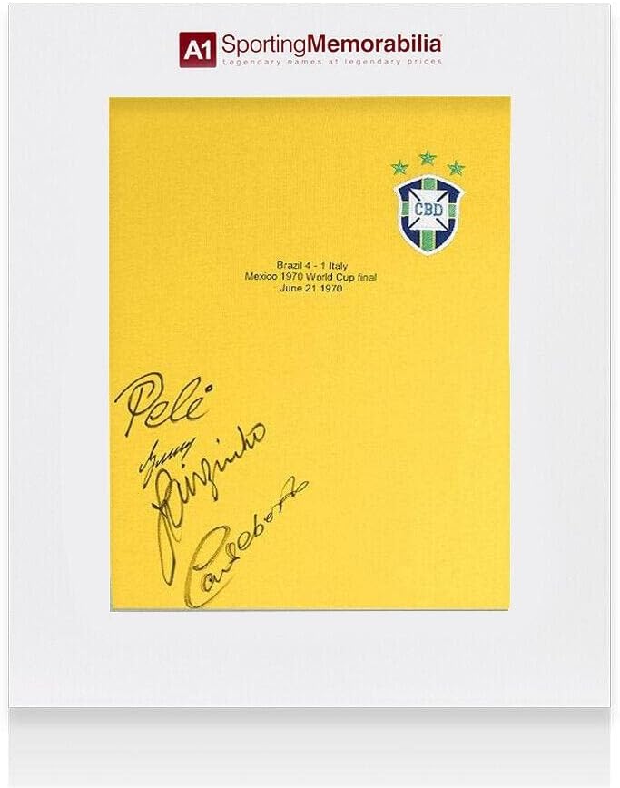 Brazilska košulja koju su potpisali Pele, Gerson, Jairzinho i Carlos Alberto - Svjetski kup 1970. - Autografirani nogometni dresovi
