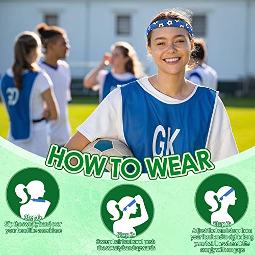 4-dijelna nogometna traka za glavu, neklizajuća nogometna traka za kosu, podesive sportske trake za djevojčice i 8-dijelne nogometne