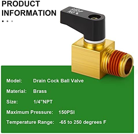 2pcs mjedeni odvodni ventil kuglasti ventil pribor za kompresor zraka 1/4 muški
