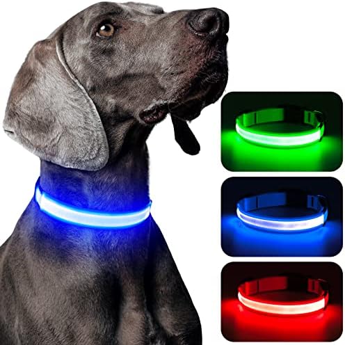 Domagiker osvijetljena LED ogrlica za pse - USB punjiv, vodootporan, podesivi ogrlić za sjaj s bljeskajućim svjetlima za velike pse