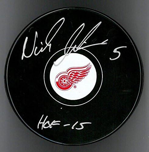 Nicklas Lidstrom Autografirani Detroit Red Wings Suvenir PUCK Upisan Hof 15