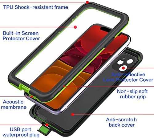 Welohas vodootporna futrola samo za iPhone 13, full-tijela zapečaćena telefona s prozirnim poklopcem, ugrađeni zaštitnik zaslona za