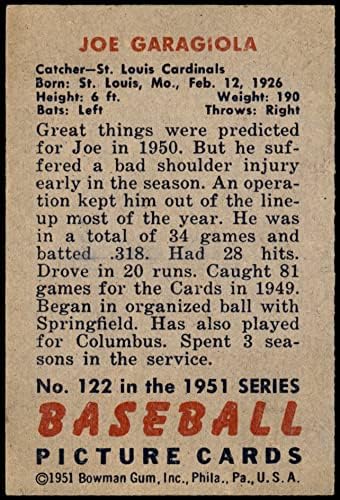 1951. Bowman 122 Joe Garagiola St. Louis Cardinals Ex Cardinals