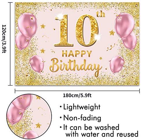 Pozadinski banner od 10 do 10 ukrasa za rođendanske zabave za djevojčice-zlatno ružičasta 3,9 do 5,9 Stopa