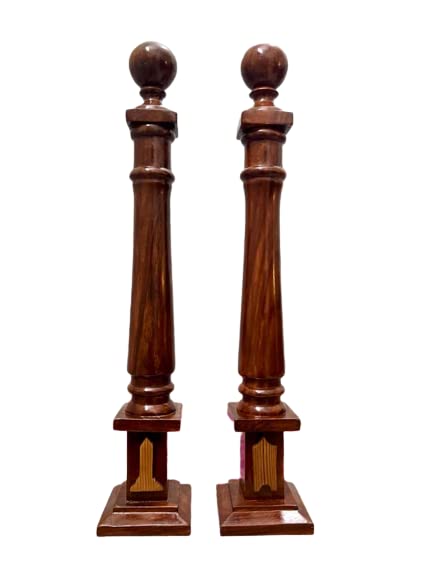 Masonske regalije drveni stupovi slobodnog zidara amblemi starijeg upravitelja i mlađeg upravitelja prodaju se u parovima